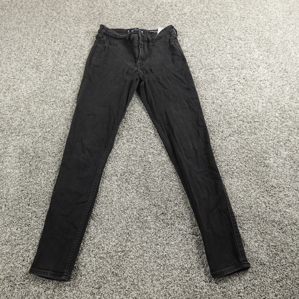 Hollister Jeans Womens 7 Dark Black Denim Pants High Rise Skinny Stretch Flex
